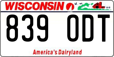 WI license plate 839ODT