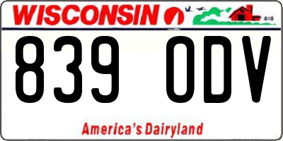 WI license plate 839ODV
