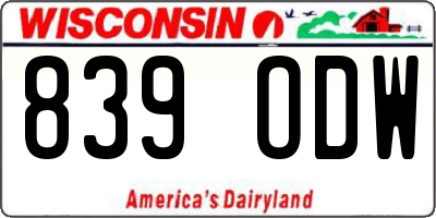 WI license plate 839ODW