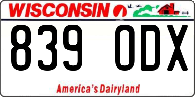 WI license plate 839ODX