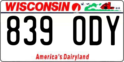 WI license plate 839ODY
