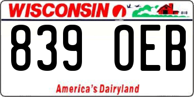 WI license plate 839OEB