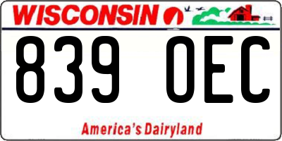 WI license plate 839OEC