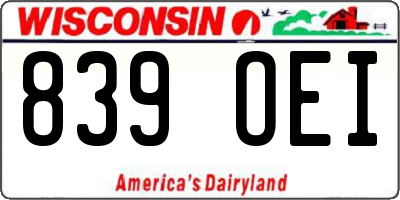 WI license plate 839OEI