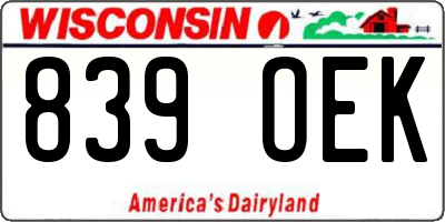 WI license plate 839OEK