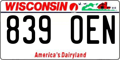 WI license plate 839OEN