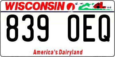 WI license plate 839OEQ