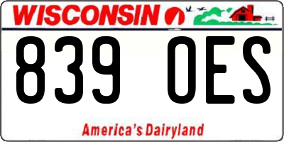WI license plate 839OES