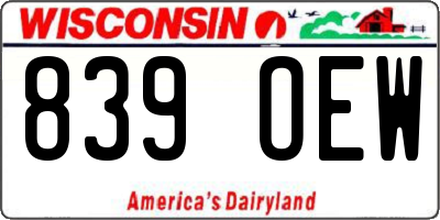 WI license plate 839OEW