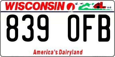 WI license plate 839OFB