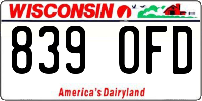 WI license plate 839OFD