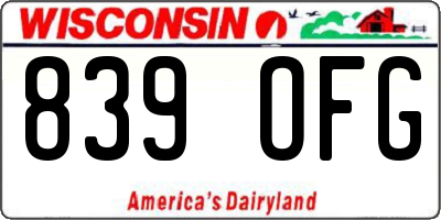 WI license plate 839OFG