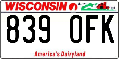 WI license plate 839OFK