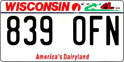 WI license plate 839OFN