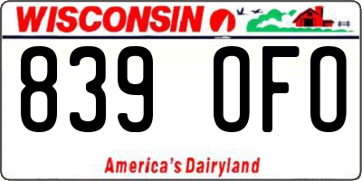WI license plate 839OFO