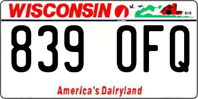 WI license plate 839OFQ