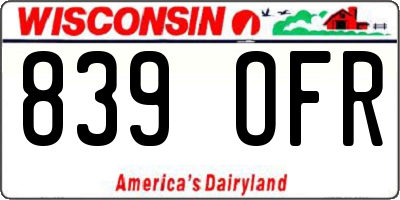 WI license plate 839OFR