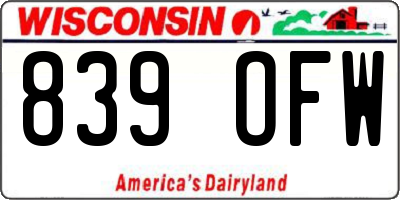 WI license plate 839OFW