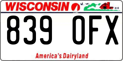 WI license plate 839OFX