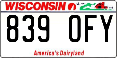 WI license plate 839OFY