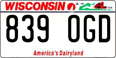 WI license plate 839OGD