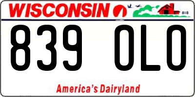 WI license plate 839OLO