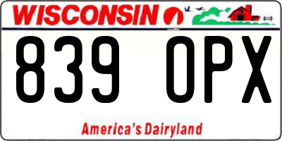 WI license plate 839OPX