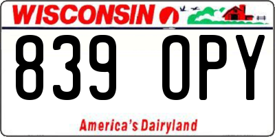 WI license plate 839OPY