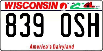 WI license plate 839OSH