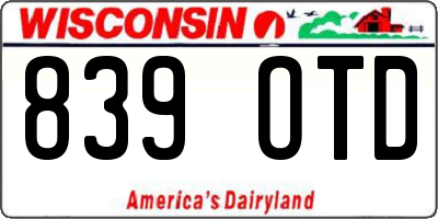 WI license plate 839OTD