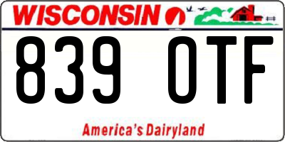 WI license plate 839OTF