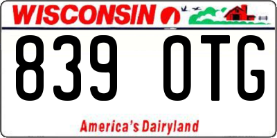 WI license plate 839OTG