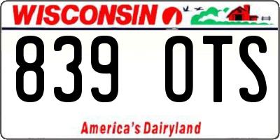 WI license plate 839OTS