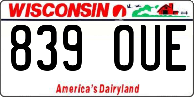 WI license plate 839OUE