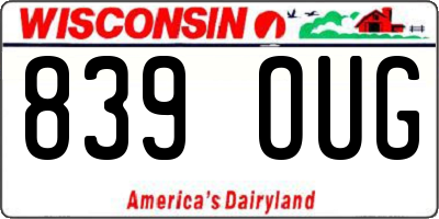 WI license plate 839OUG
