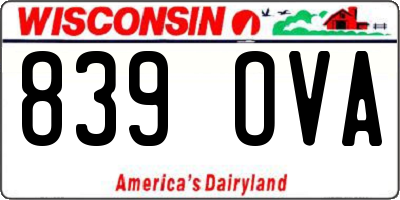 WI license plate 839OVA