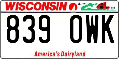 WI license plate 839OWK