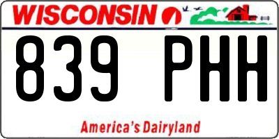 WI license plate 839PHH