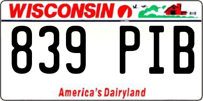 WI license plate 839PIB