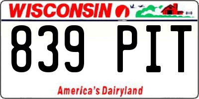 WI license plate 839PIT