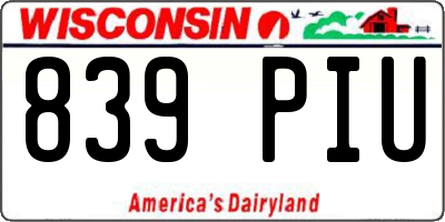 WI license plate 839PIU