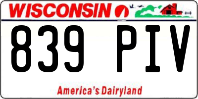 WI license plate 839PIV