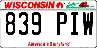 WI license plate 839PIW