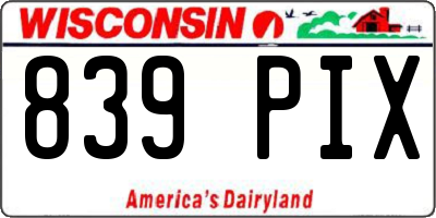 WI license plate 839PIX
