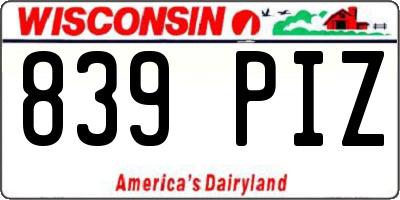 WI license plate 839PIZ
