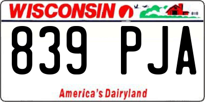 WI license plate 839PJA