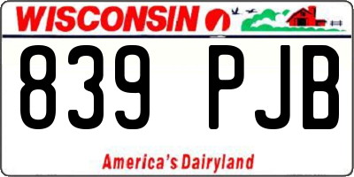 WI license plate 839PJB