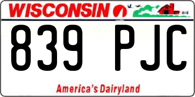 WI license plate 839PJC