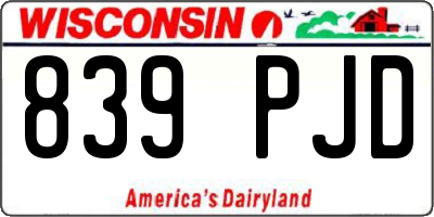 WI license plate 839PJD
