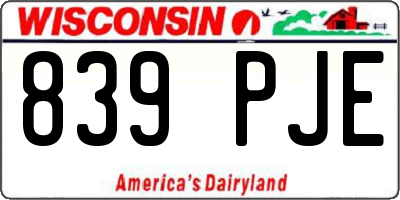 WI license plate 839PJE